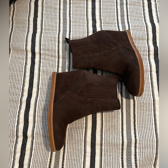 Splendid WANDA Wedge Heel Bootie Chocolate Brown Suede Size 7.5 Gently Worn - Picture 6 of 8